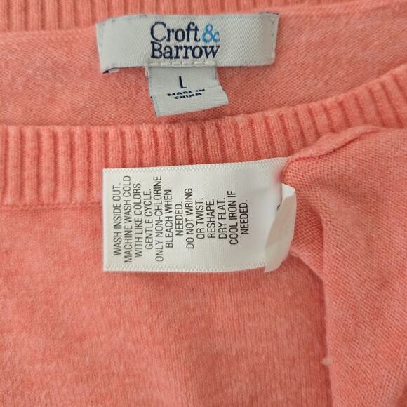 CROFT & BARROW Coral Orange Pull Over Sweater Women's Size Large - Picture 3 of 4
